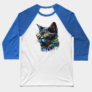 Cool Colorful Cat Baseball T-Shirt